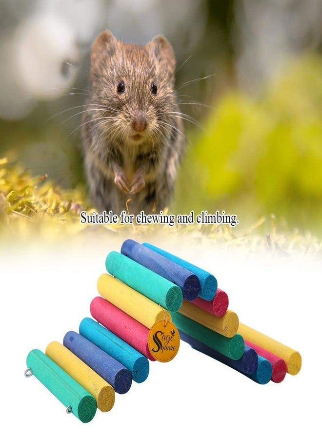 Sage Square Raindow Wooden Suspension Bend Bridge Cum Hide House Cum Chew Toy for Hamster, Rat, Sugar Glider, Bird, Gerbill, Parrot Habitat Decor - Image 4